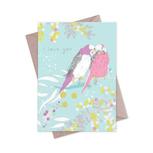Greeting Card Dawn Chorus Budgerigar Pair