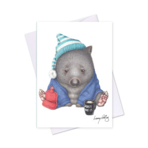 Greeting Card Lenny Pelling Winter Warrior Wombat