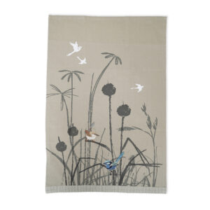 Tea Towel Organic Cotton Grasslands Blue Wren