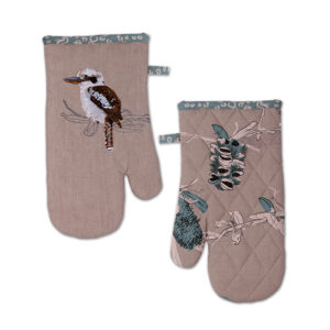 Single Mitt Organic Cotton Kookaburra & Banksia