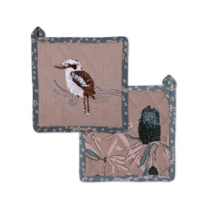 Pot Holder Organic Cotton Kookaburra & Banksia