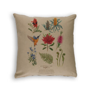 Cushion Cover Organic Cotton Beige Australian Wildflowers