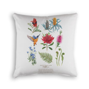 Cushion Cover Organic Cotton White Australian Wildflowers