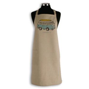 Apron Organic Cotton Beige Blue Side Kombi