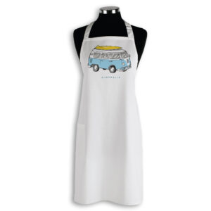 Apron Organic Cotton White Blue Side Kombi