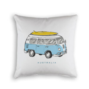 Cushion Cover Organic Cotton White Blue Side Kombi