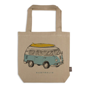Tote Bag Organic Cotton Beige Blue Side Kombi
