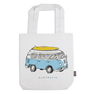 Tote Bag Organic Cotton White Blue Side Kombi