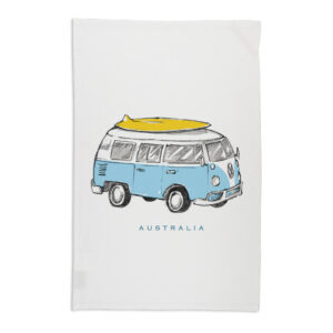 Tea Towel Organic Cotton White Blue Side Kombi