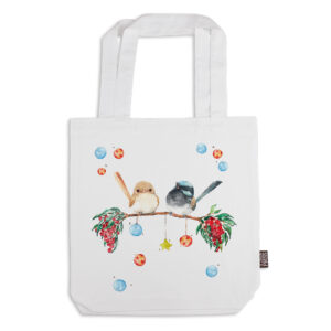 Tote Bag Organic Cotton White Christmas Joy