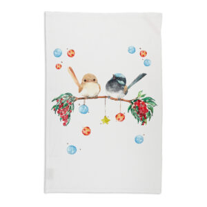 Tea Towel Organic Cotton White Christmas Joy