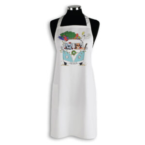 Apron Organic Cotton White Christmas Kombi Blue