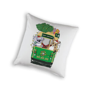 Cushion Cover Organic Cotton White Christmas Melbourne Tram