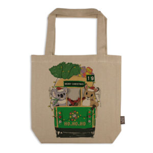 Tote Bag Organic Cotton Beige Christmas Melbourne Tram