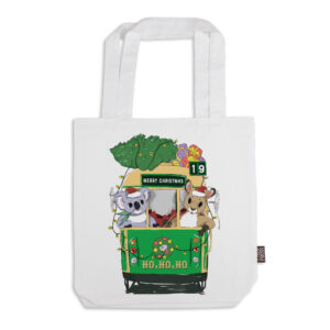 Tote Bag Organic Cotton White Christmas Melbourne Tram