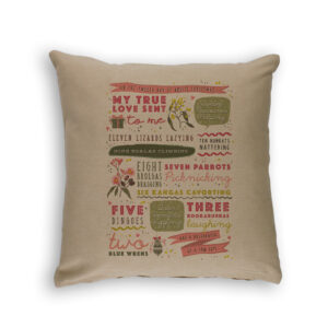 Cushion Cover Organic Cotton Beige Twelve Days of Christmas