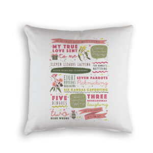 Cushion Cover Organic Cotton White Twelve Days of Christmas