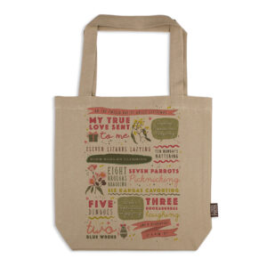 Tote Bag Organic Cotton Beige Twelve Days of Christmas