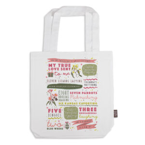 Tote Bag Organic Cotton White Twelve Days of Christmas