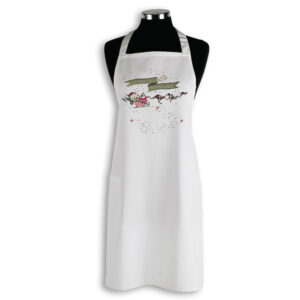 Apron Organic Cotton White Hapiest Christmas Santa
