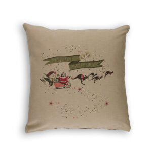Cushion Cover Organic Cotton Beige Hapiest Christmas Santa