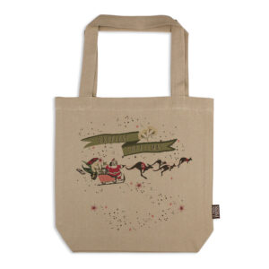Tote Bag Organic Cotton Beige Hapiest Christmas Santa
