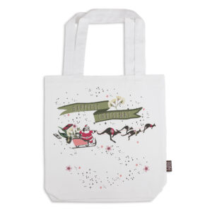 Tote Bag Organic Cotton White Hapiest Christmas Santa