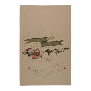 Tea Towel Organic Cotton Beige Hapiest Christmas Santa