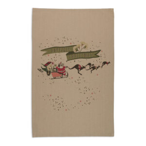 Tea Towel Organic Cotton Beige Happiest Christmas Koala