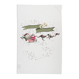 Tea Towel Organic Cotton White Happiest Christmas Koala