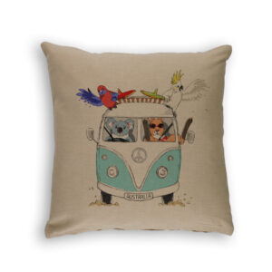 Cushion Cover Organic Cotton Beige Blue Kombi