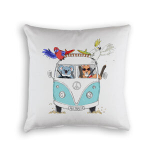 Cushion Cover Organic Cotton White Blue Kombi