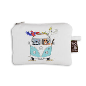 Purse Organic Cotton White Blue Kombi
