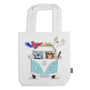 Tote Bag Organic Cotton White Blue Kombi