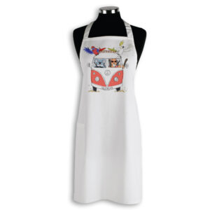 Apron Organic Cotton White Red Kombi
