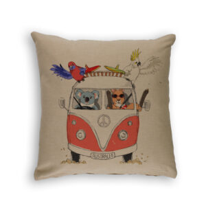 Cushion Cover Organic Cotton Beige Red Kombi