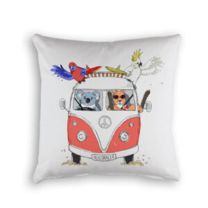 Cushion Cover Organic Cotton White Red Kombi