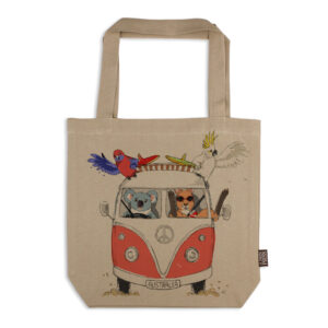Tote Bag Organic Cotton Beige Red Kombi