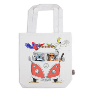 Tote Bag Organic Cotton White Red Kombi