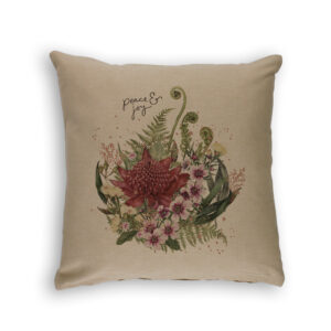 Cushion Cover Organic Cotton Beige Christmas Peace and Joy