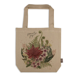 Tote Bag Organic Cotton Beige Christmas Peace and Joy