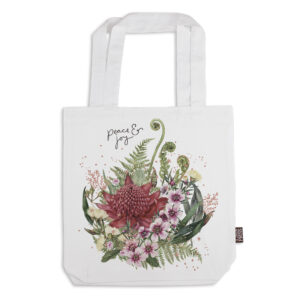 Tote Bag Organic Cotton White Christmas Peace and Joy