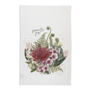 Tea Towel Organic Cotton White Christmas Peace and Joy