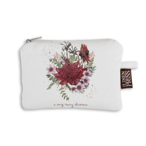 Purse Organic Cotton White Waratah Very Merry Christmas
