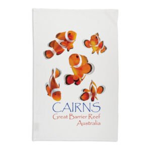 Tea Towel Organic Cotton White Cairns Clown Fish