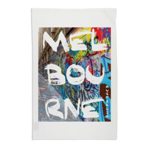 Tea Towel Organic Cotton White Melbourne Graffiti