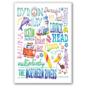 Tea Towel Microfibre Deborah Broughton Byron Bay Words