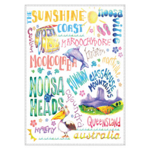 Tea Towel Microfibre Sunshine Coast Words