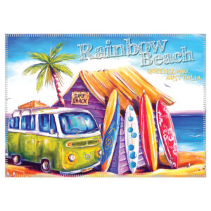 Tea Towel Microfibre Rainbow Beach Deborah Broughton Greenie
