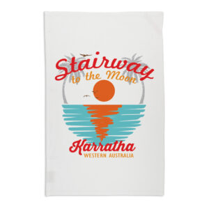 Tea Towel Organic Cotton White Karratha Stairway to the Moon